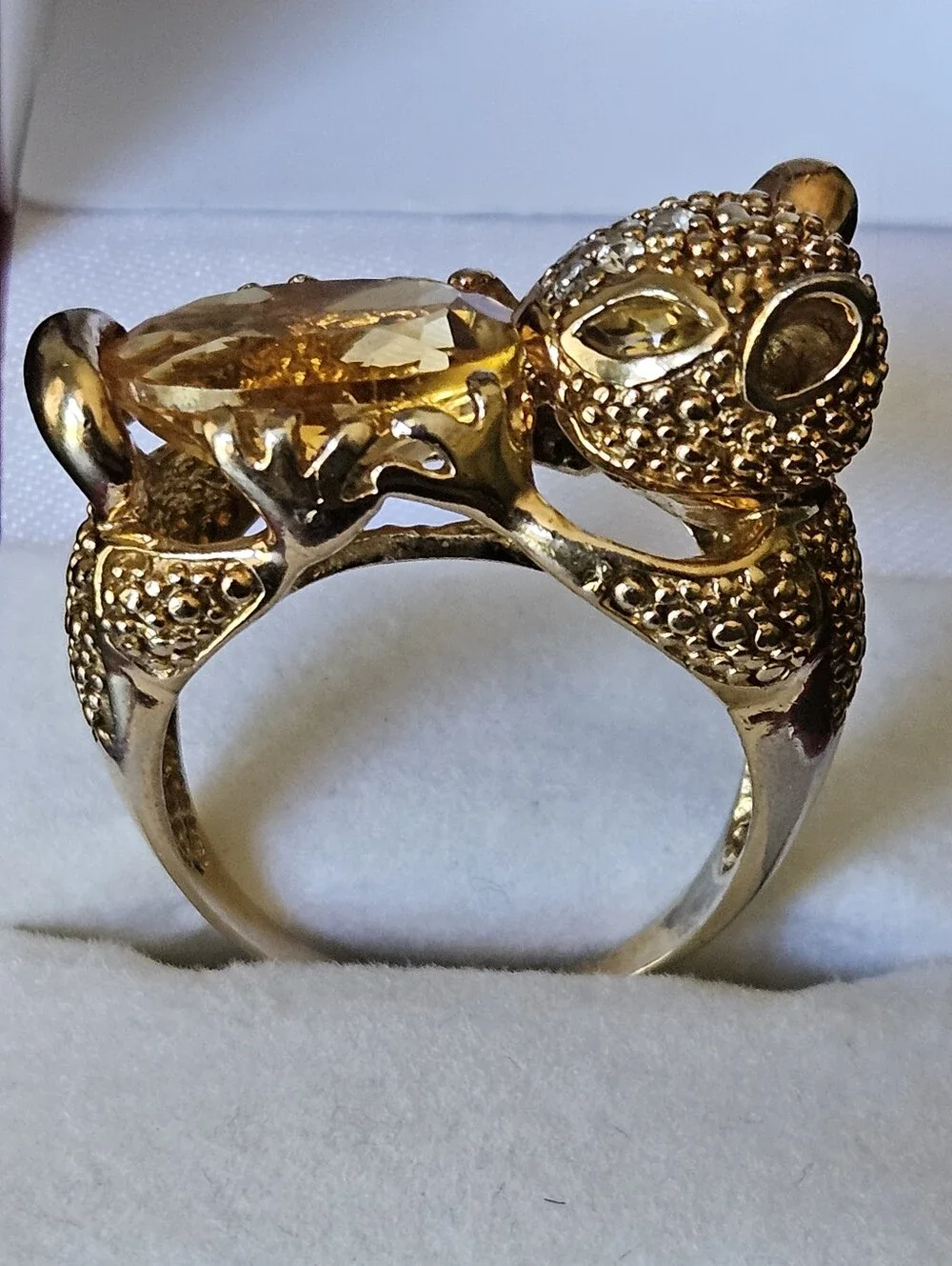 Amazing Rare Sterling Silver Gold Washed Squirrel Ring
